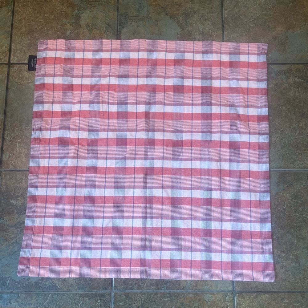 Lauren Ralph Lauren Pink and White Plaid Pillow Sham Cotton Zipper Preppy